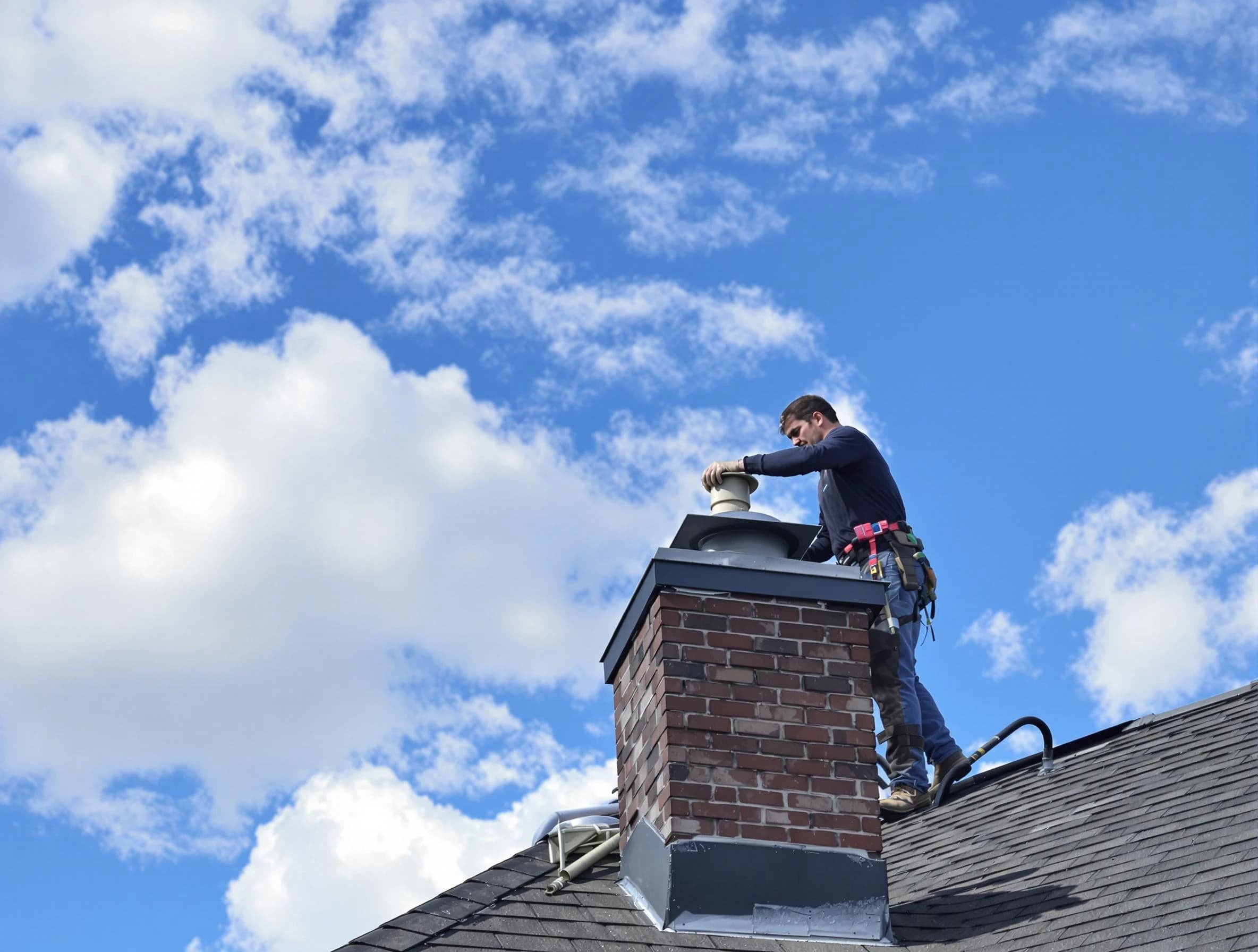 Clearfield Chimney Sweep installing a sturdy chimney cap in Clearfield, UT
