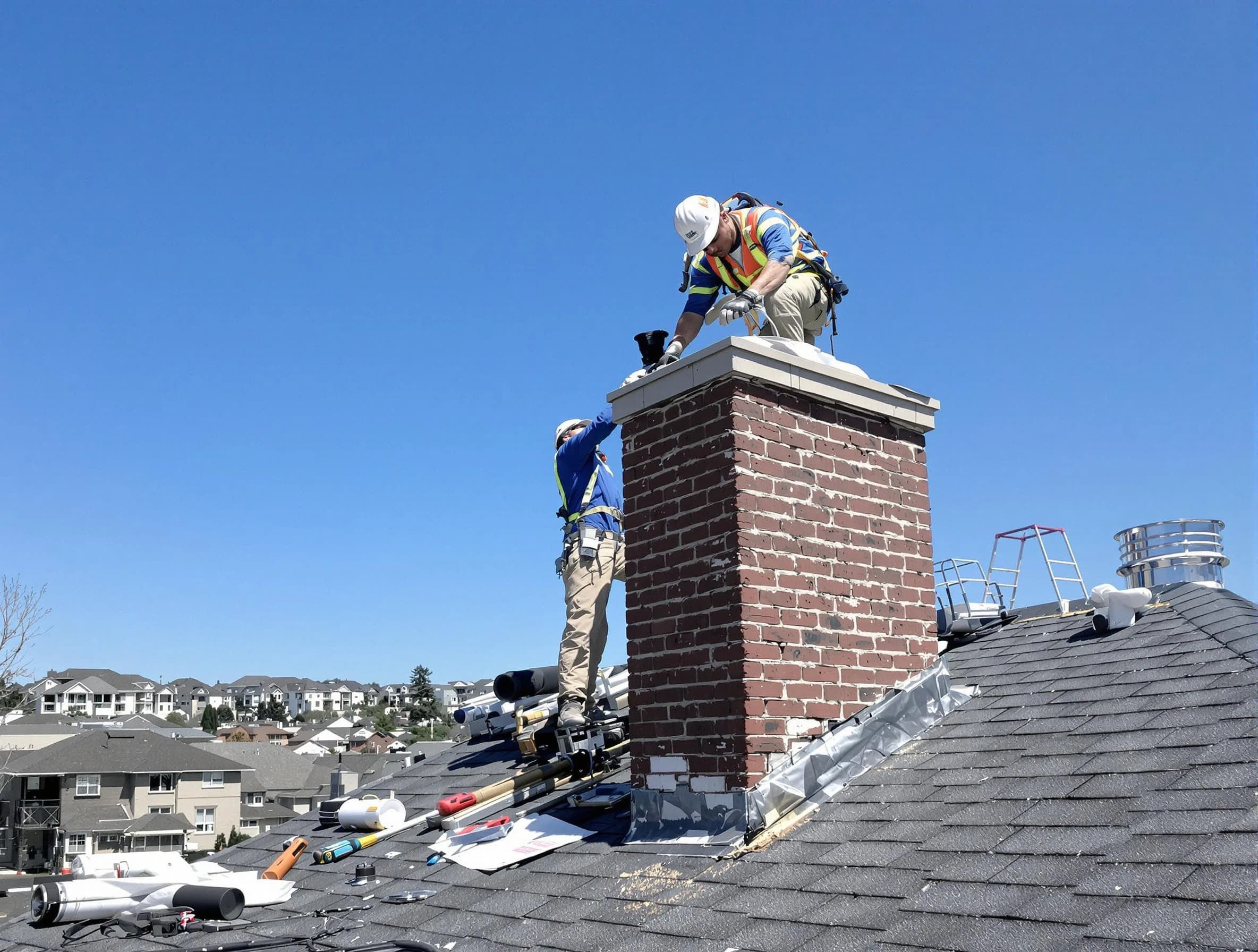 Clearfield Chimney Sweep repairing a chimney crown in Clearfield, UT