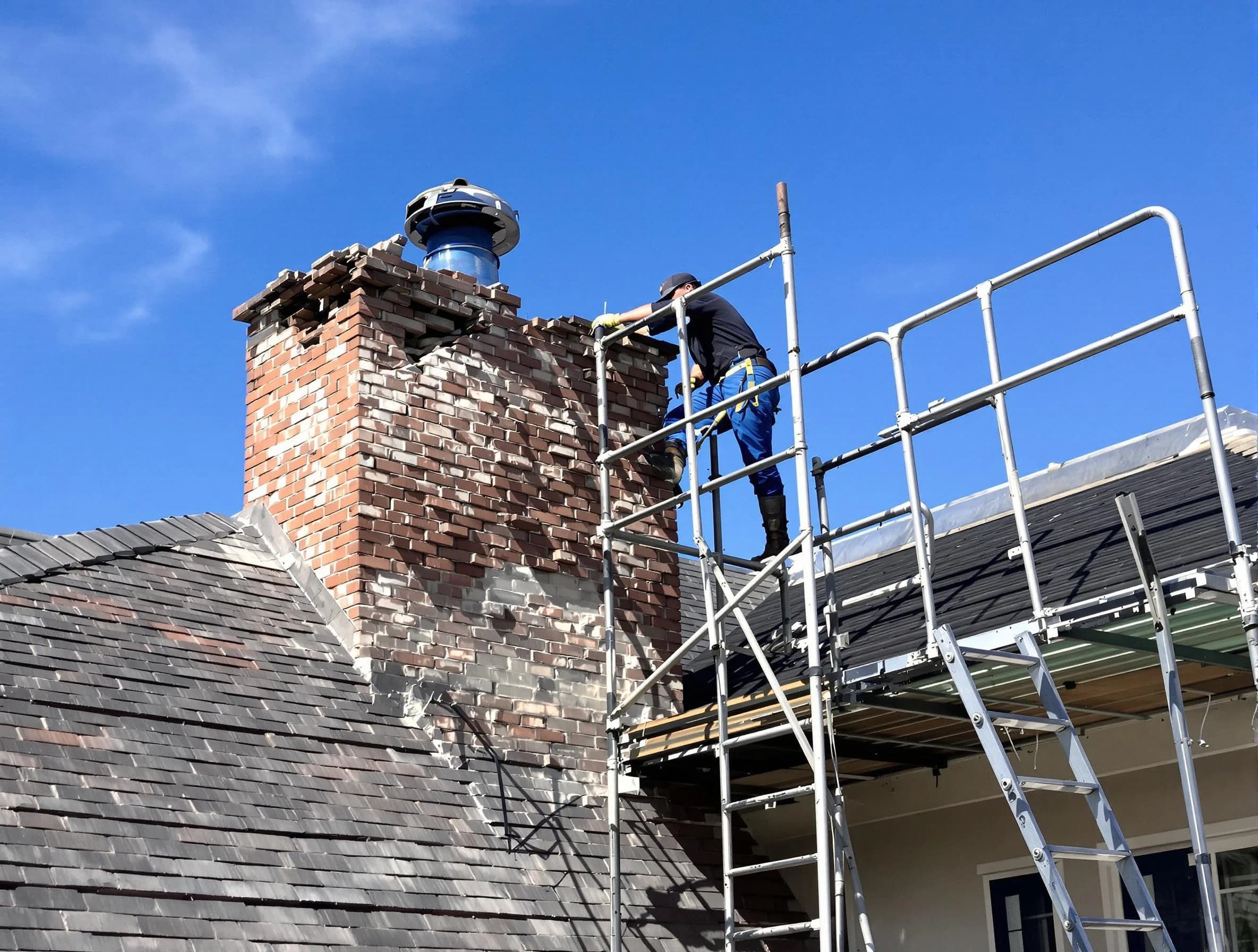 Rebuilding a chimney structure by Clearfield Chimney Sweep in Clearfield, UT