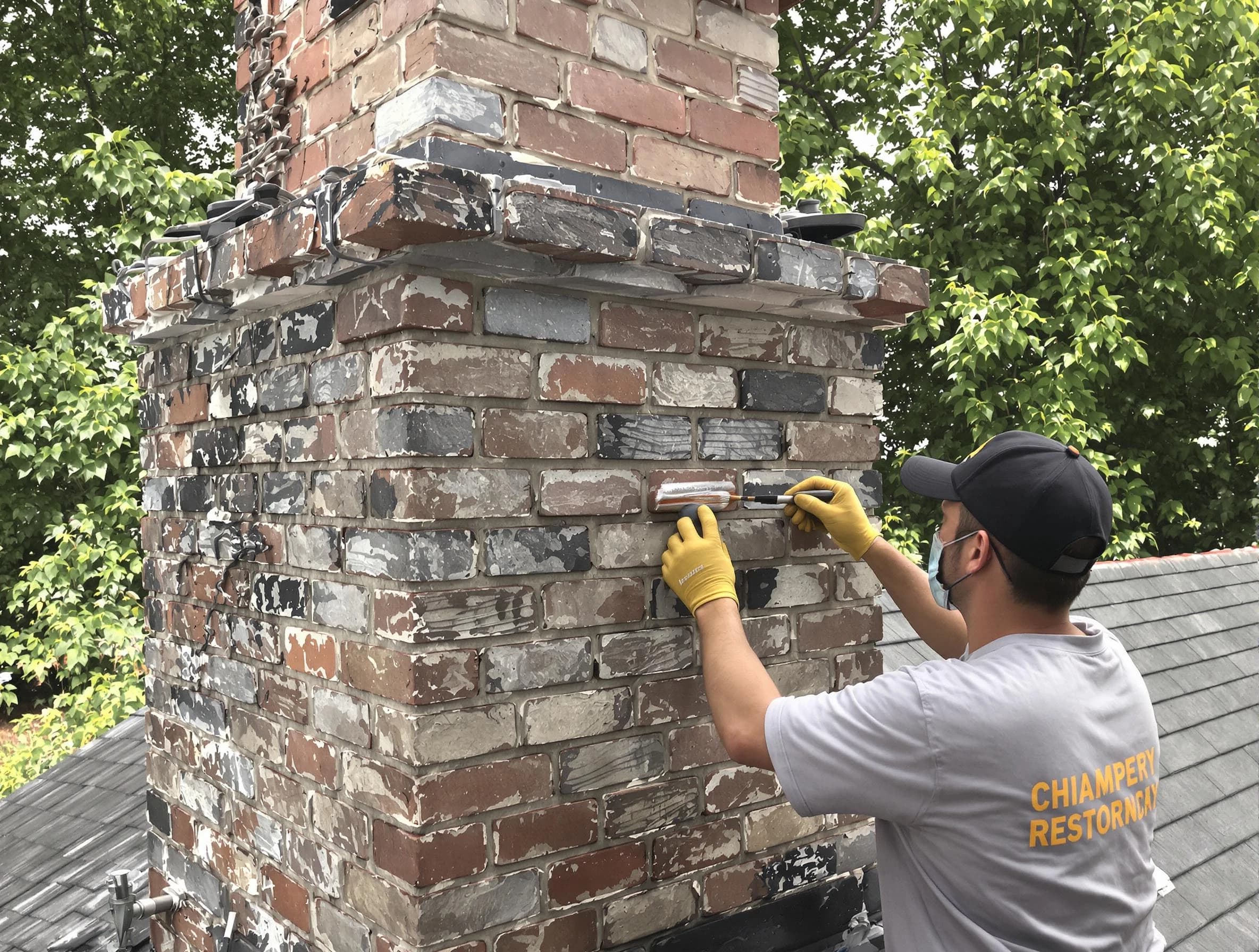 In-progress chimney restoration by Clearfield Chimney Sweep in Clearfield, UT