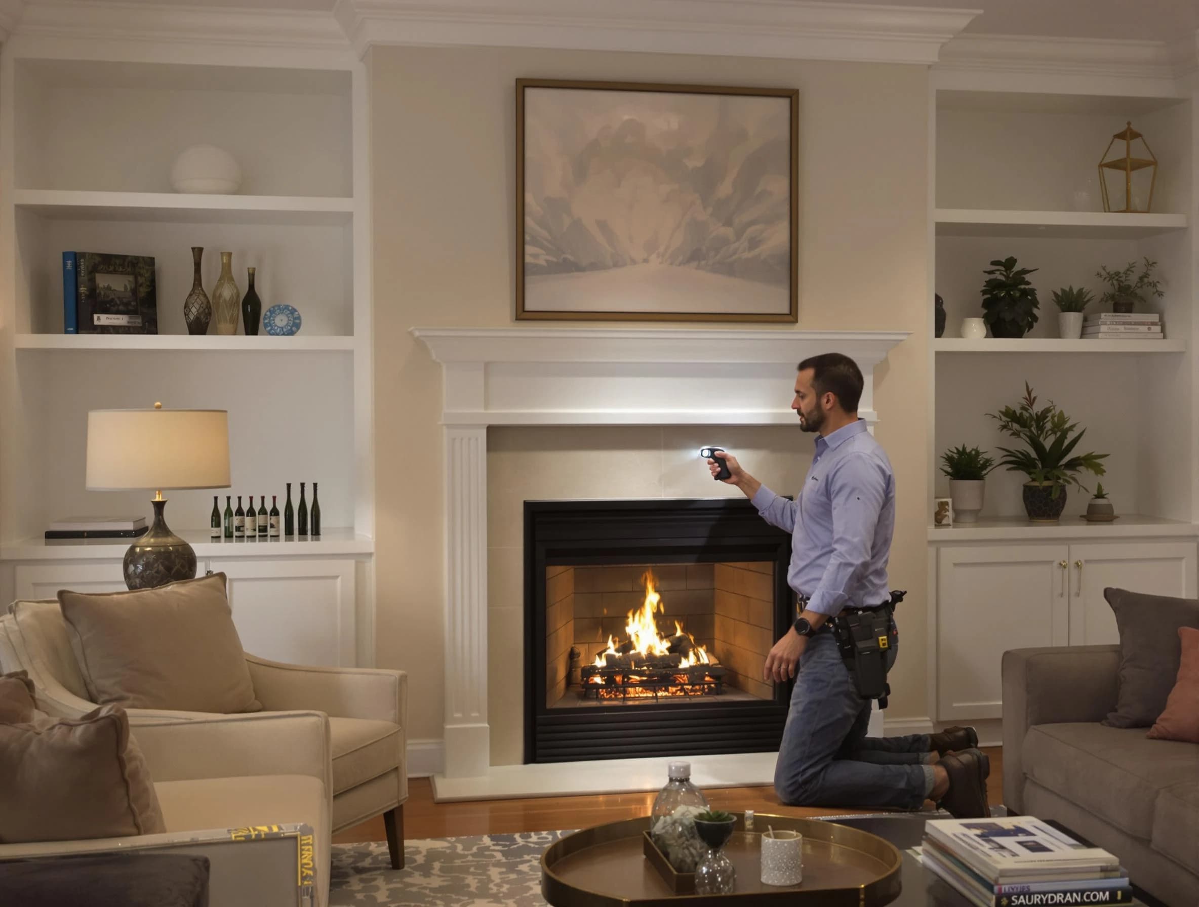 Clearfield Chimney Sweep conducting a fireplace safety inspection in Clearfield, UT