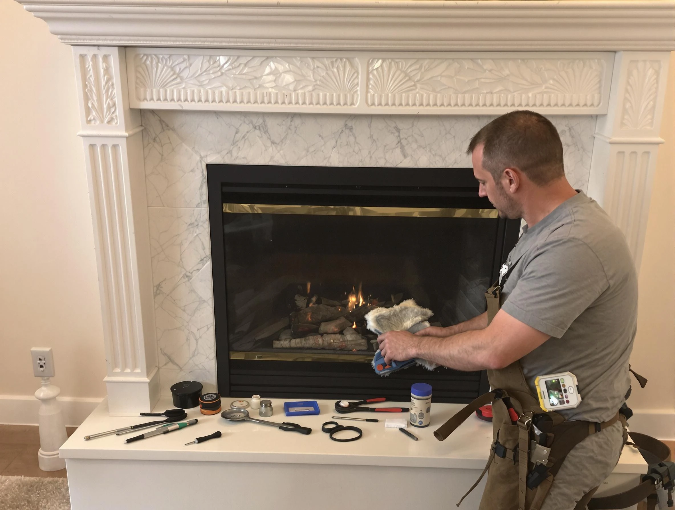 Clearfield Chimney Sweep performing fireplace maintenance in Clearfield, UT
